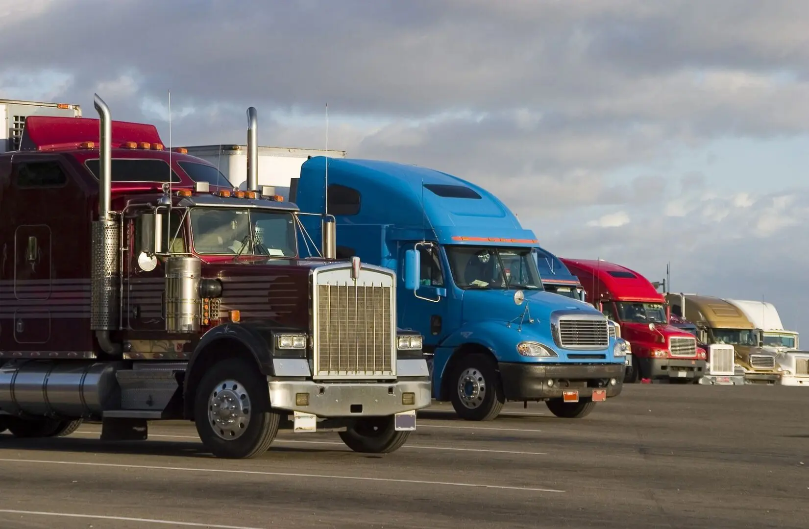 Trucks lined on the parking lot