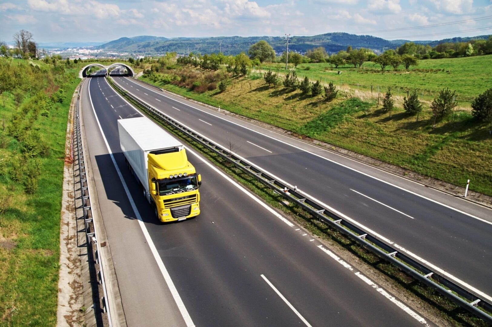 A truck on the highway